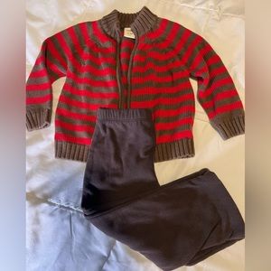 Old Navy cotton zip up sweater and Carter’s fleece pants